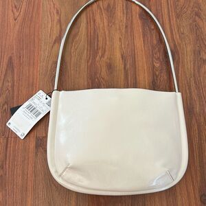 NWT MNG mango cream color handbag shoulder bag with hard silver strap
